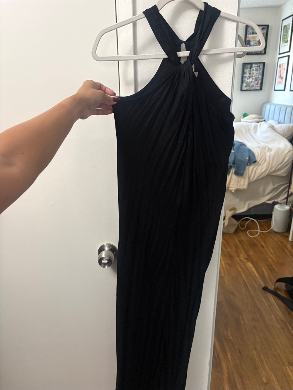 LOFT Black Twist-Back Maxi Dress